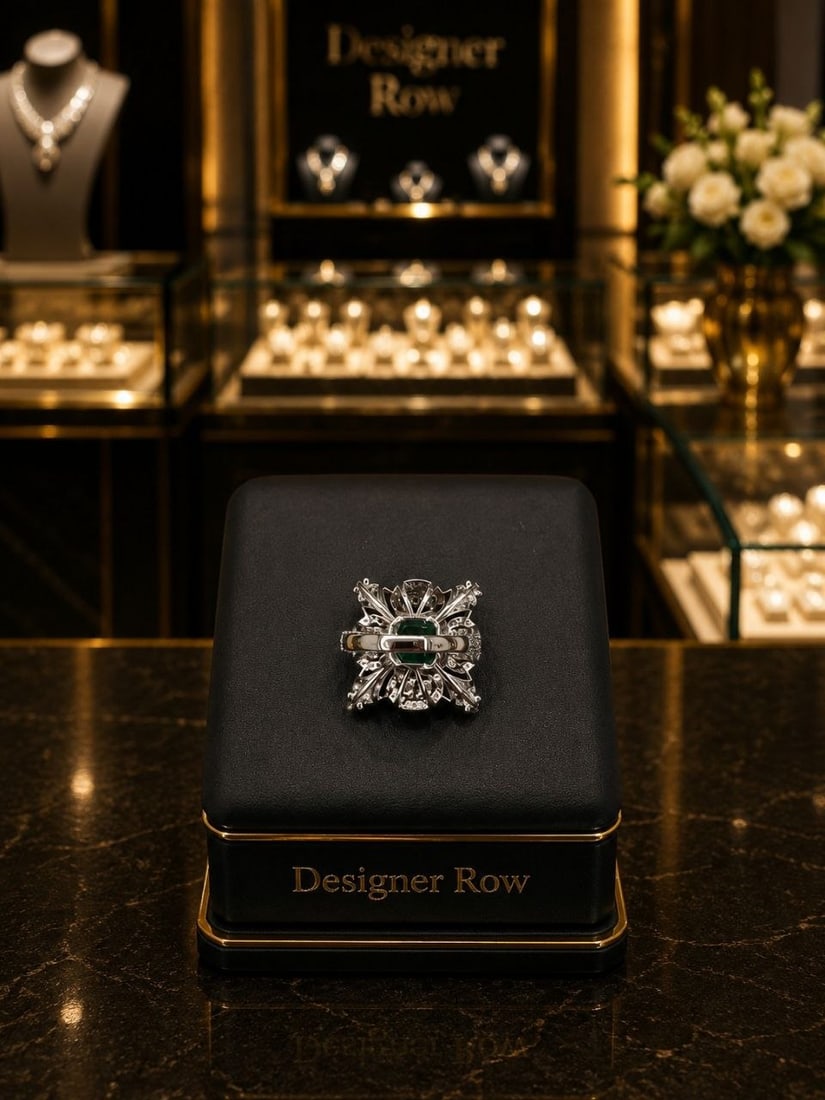 Natural Emerald Diamond Ring - 7