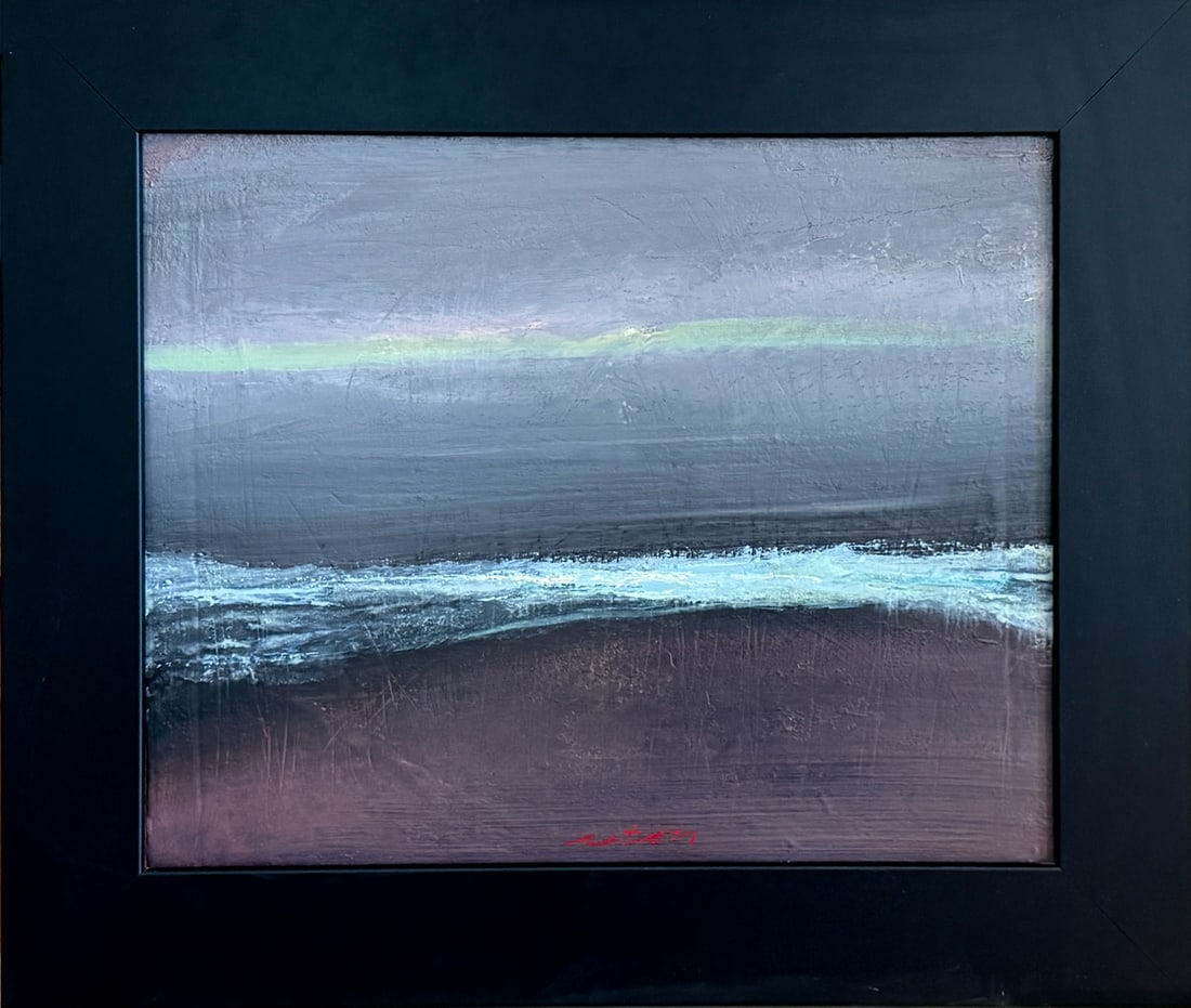 Moon Pebbles by John Axton: 16"x20"contemporary oil painting. Originally purchasedfrom Ventana Gallery in Santa Fe, New Mexico. Includes certification.Known for his simple, dramatic, often haunting imagery has created a large