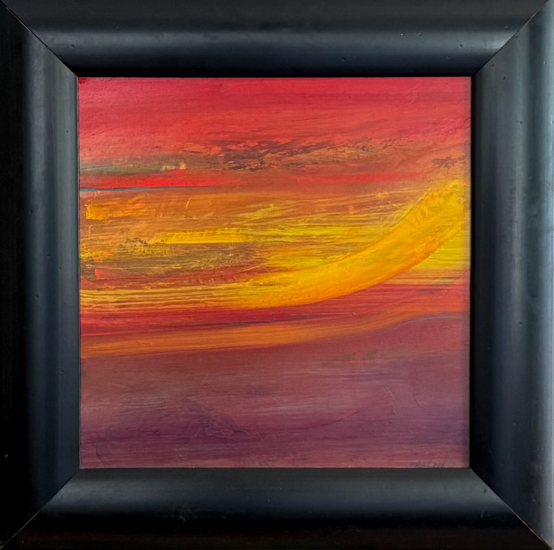 Santa Ana Winds by John Axton: 18"x18" pastel on panel Painting was originally purchased from Ventana Gallery in Santa Fe, NM.Certification included.Known for his simple, dramatic, often haunting imagery has created a large