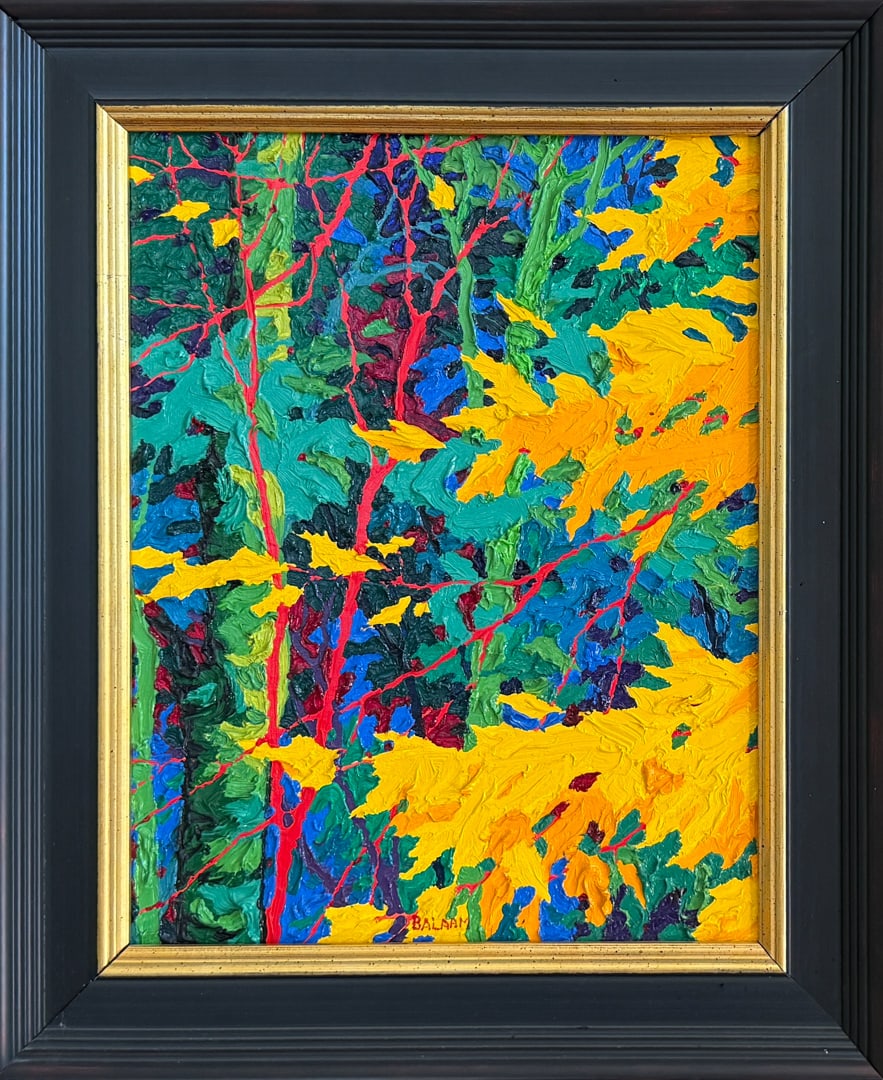 Leaf Lightning 3 by Frank Balaam: 15.75"x17.75" oil painting Purchased from Ventana Gallery in Santa Fe, NM. Certification included.Frank Balaam was born after WWII in the UK, and attended Blackpool and Edinburgh Colleges of Fine