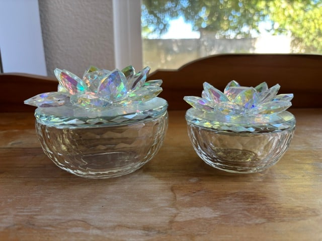 Sagebrook Home Crystal Lotus 5" and 4" Trinket Boxes, Blush (1 of 3)