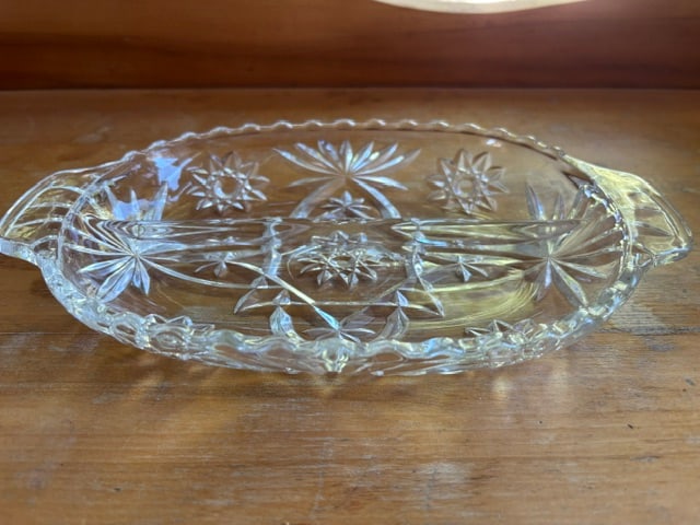 Vintage Anchor Hocking Star of David Clear Pressed Glass Divided Relish Dish (1 of 3)