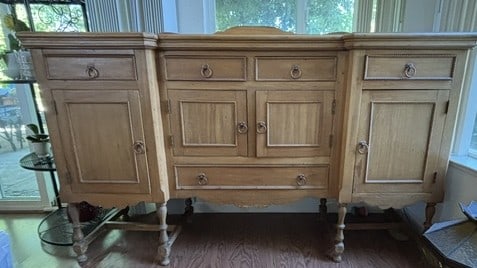 Vintage Durand Cheverny Crystal 24% Lead Crystal Taper Candle Holders: Stunning Jacobean buffet, made in 1928 by posterity furniture. This beautifully detailed buffet offers plenty of storage with three cabinets and five drawers. This high quality cabinet would be perfec