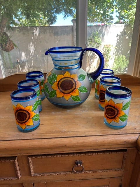 Glass Hand Blown Pitchers&Glasses Sets (Mexico) (1 of 4)