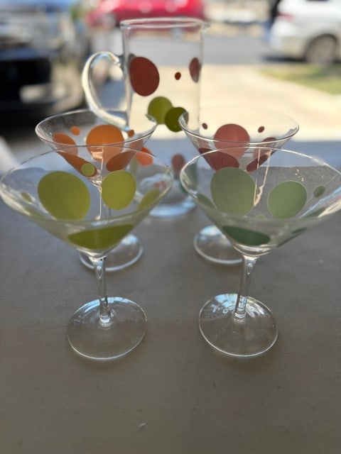 Polka Dot Bikini Martini Set of 4 With Pitcher (1 of 4)