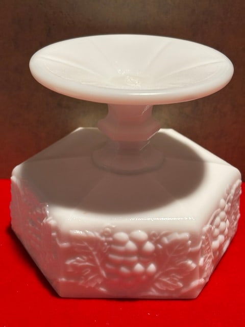 Imperial grape pattern milk glass compote - 5
