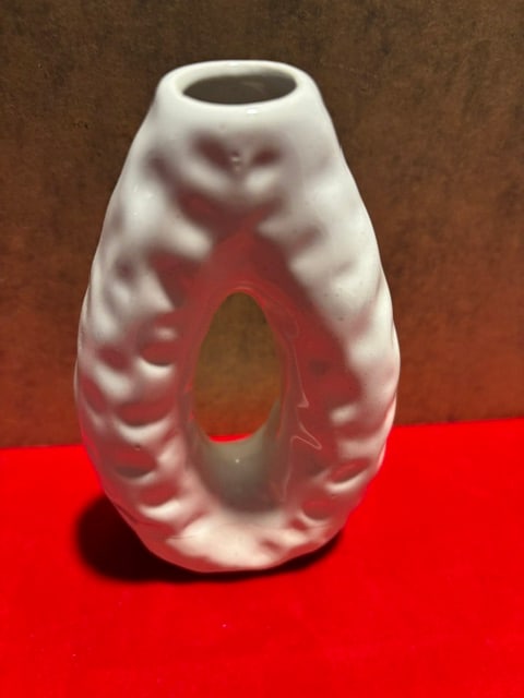 White texted vase, oblong shape - 2