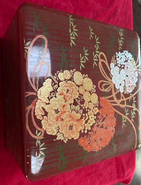 Japanese red lacquer Jubako box, 3 tier (1 of 4)