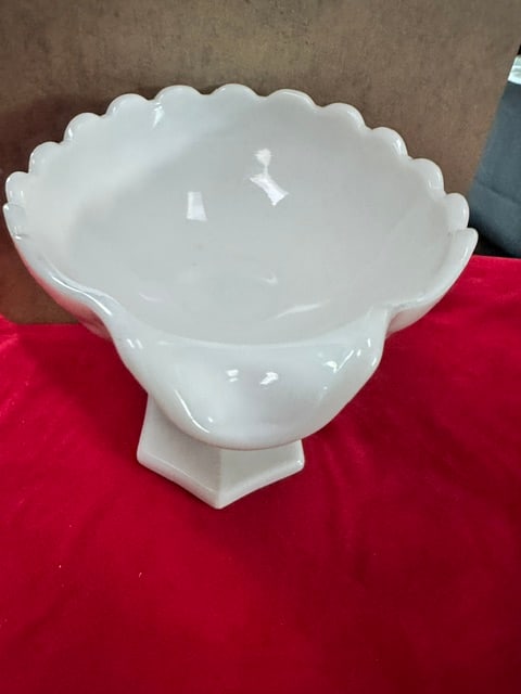 Westmoreland Pedestal Milk Glass Koi Fish Shell Candy Dish - 6 1/4”H x 8 3/4”W (1 of 5)