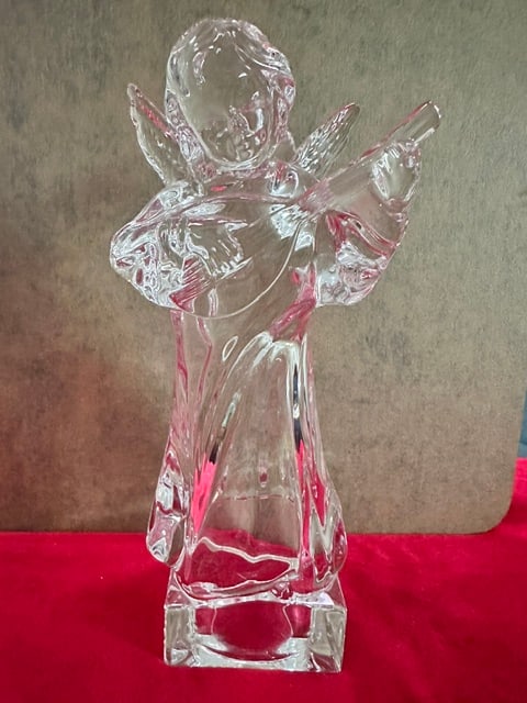 Vtg Mikasa 24% Lead Crystal Angel w/Mandolin Figurine Herald Collection Germany (1 of 4)