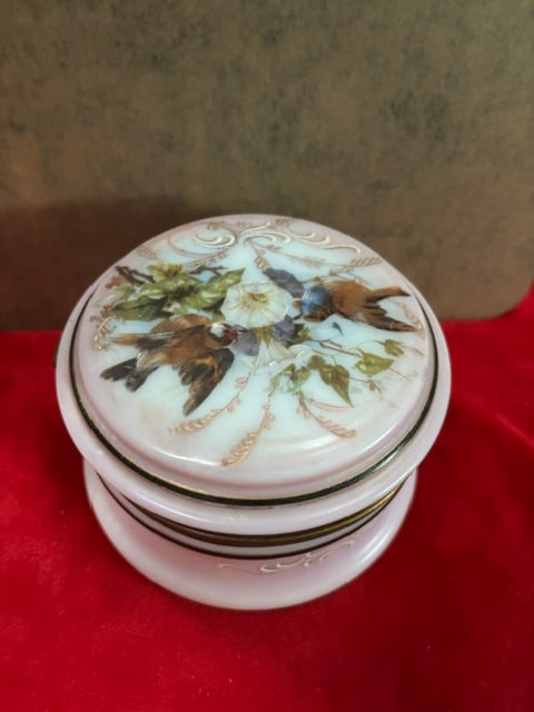 Antique French Hand Painted Porcelain Gilt Bronze Jewelry Dresser Box (1 of 4)