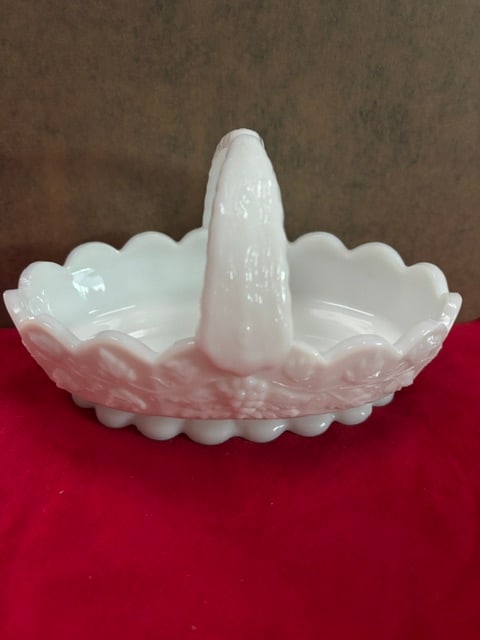 Westmoreland Paneled Grape Milk Glass Small Oval Basket (1 of 4)