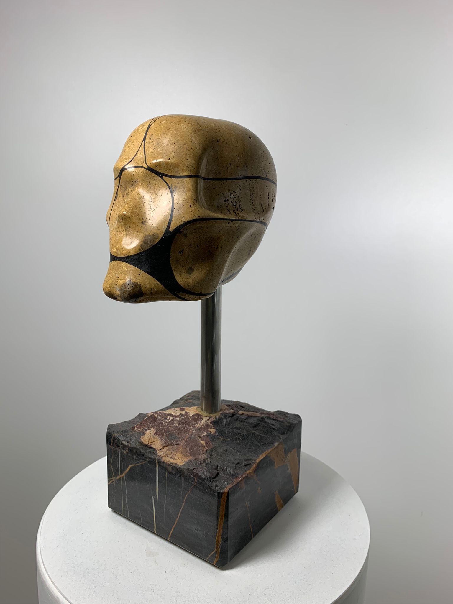 Domenico Ludovico Skull Gold AZ, 2022 Marble for the valley of the Apuan Alps Iranian Travertino - 2