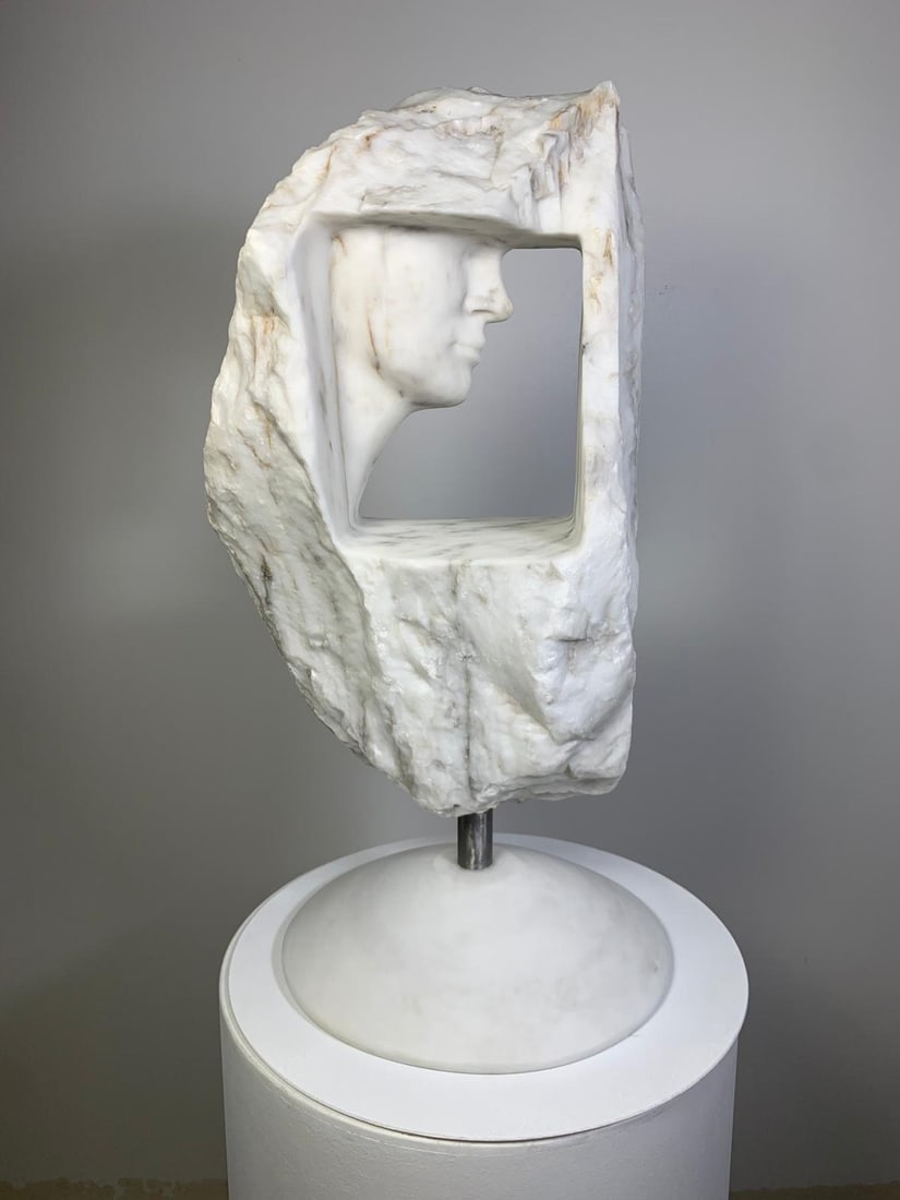 Domenico Ludovico Sunset in White and Gold, 2024 Zebrino Marble the Tuscany Apuan Alps (Carrara) (1 of 3)