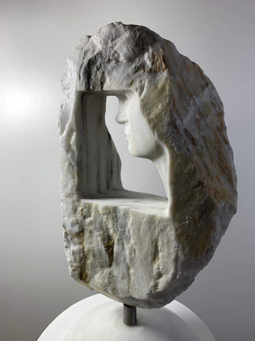 Domenico Ludovico Sunset in White and Gold, 2024 Zebrino Marble the Tuscany Apuan Alps (Carrara) - 3