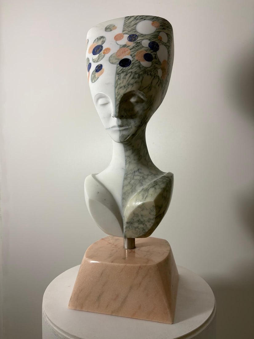 Domenico Ludovico Art & Love, 2025 Carrara statuary white marble, and Zebrino Marble, rare, precious (1 of 4)