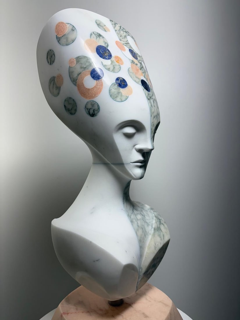Domenico Ludovico Art & Love, 2025 Carrara statuary white marble, and Zebrino Marble, rare, precious - 3