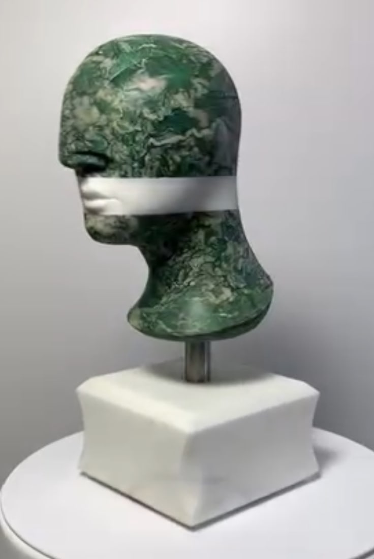 Domenico Ludovico Emerald and White Thought, 2024 Green Quartzite and Marble Calacatta Gold on a - 5