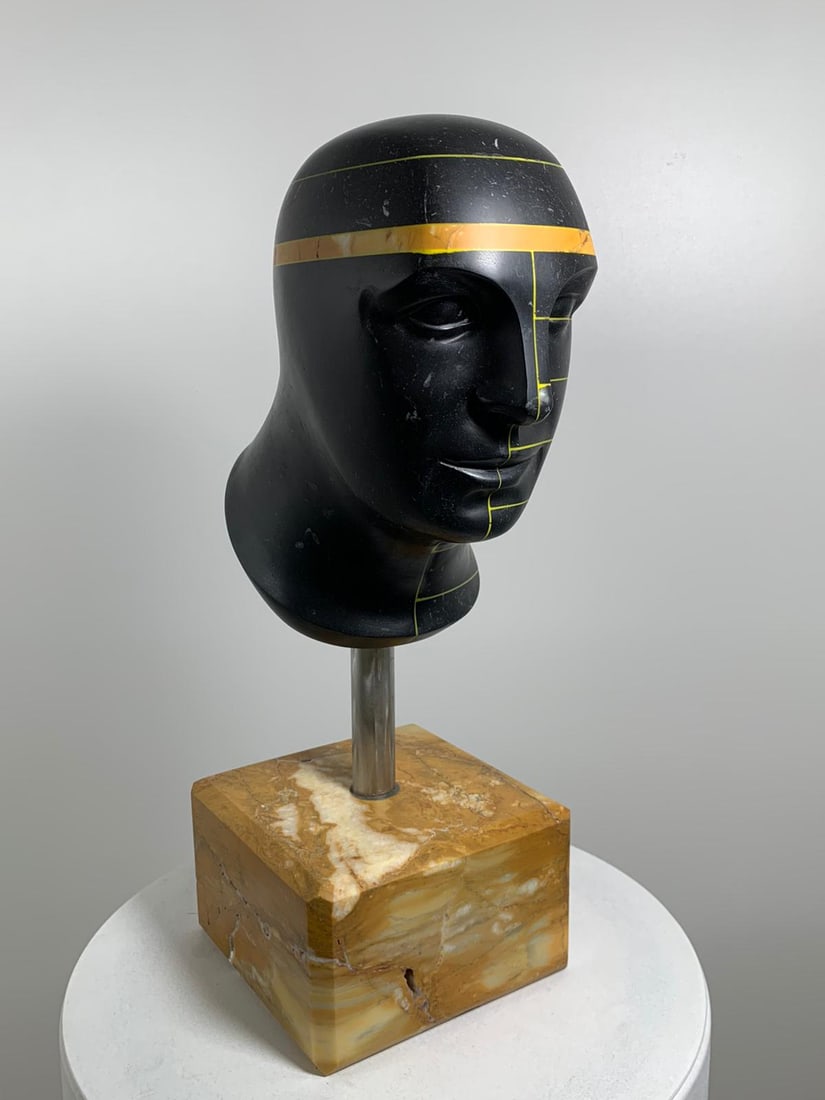 Domenico Ludovico Black and Gold Thought, 2018 Black Marble marquigna and yellow Siena very rare, - 3
