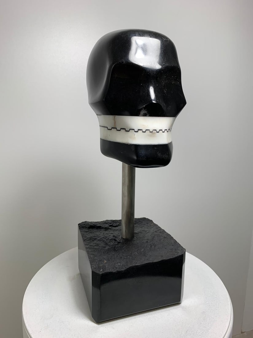 Domenico Ludovico Black Skull n. 1, 2021 Precious and rare marble of Carrara from the valley of (1 of 3)