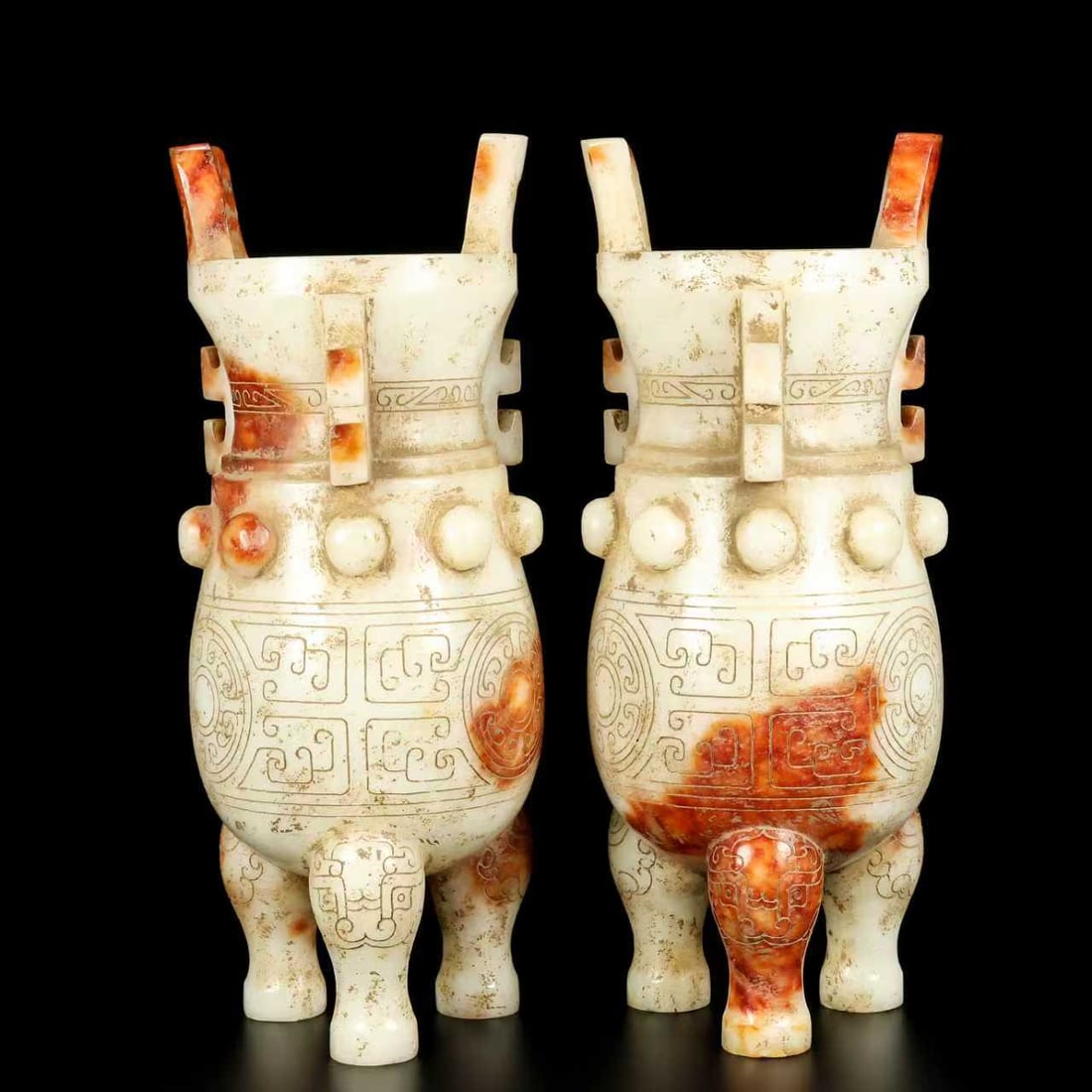 A Pairs Old Collection Hetian Jade Carved Cup (1 of 9)
