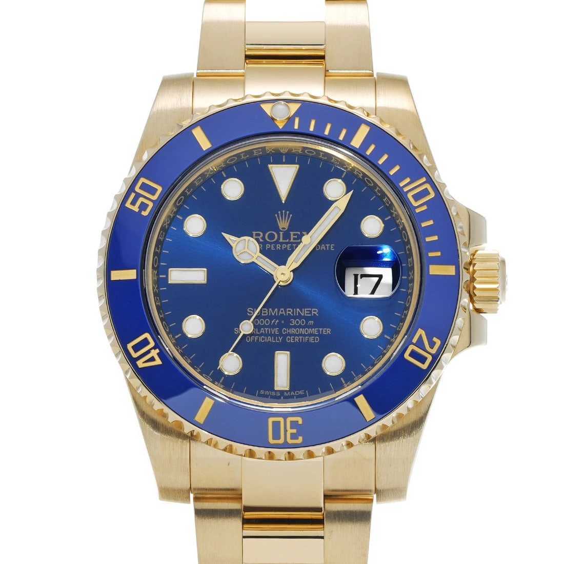 ROLEX Submariner date 116618LB Blue WATCH: Condition:Pre-owned Genre:Wristwatch/mens Brand:ROLEX Model Number:116618LB Movement:Mechanical Automatic / Cal.3135 Dial Color:Blue Case:Yellow Gold Windproof Material:Sapphire Crystal Glass Bezel:Ye