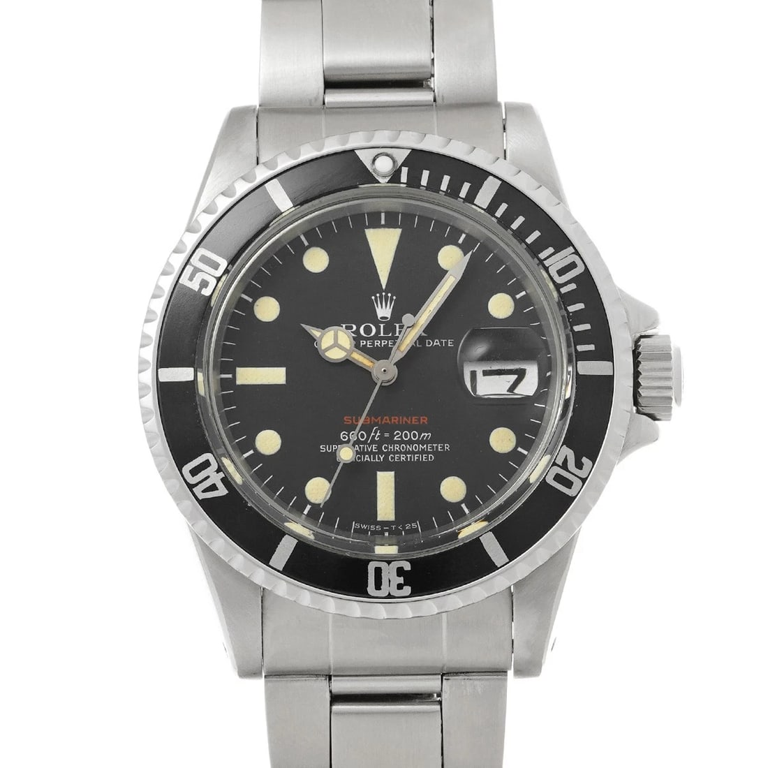 ROLEX Red Submariner Date 1680 Black WATCH: Condition:Pre-owned Genre:Wristwatch/mens Brand:ROLEX Model Number:1680 Movement:Mechanical Automatic / Cal.1570 Dial Color:Black Case:Stainless steel Windproof Material:Plastic Glass Bezel:Stainless 