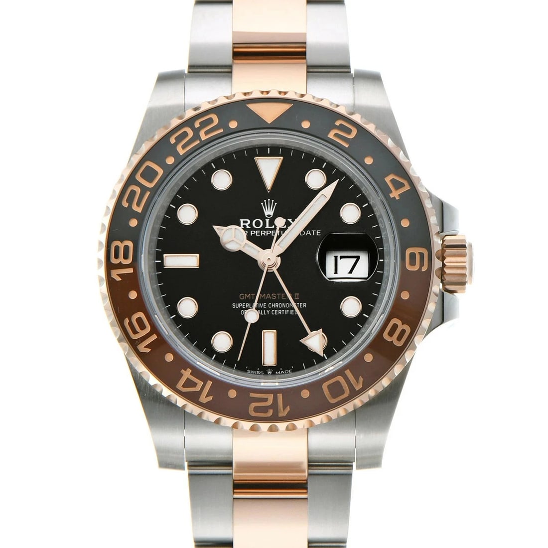ROLEX GMT Master II 126711CHNR Black Men's Watch with Everose Gold: Condition:Pre-owned Brand:ROLEX Model / Name:GMT Master II Reference No. (Ref):126711CHNR Gender / Fit:Men's Dial Color:Black Case / Strap Material:Stainless Steel/Everose Gold Band Color:Silver Movem