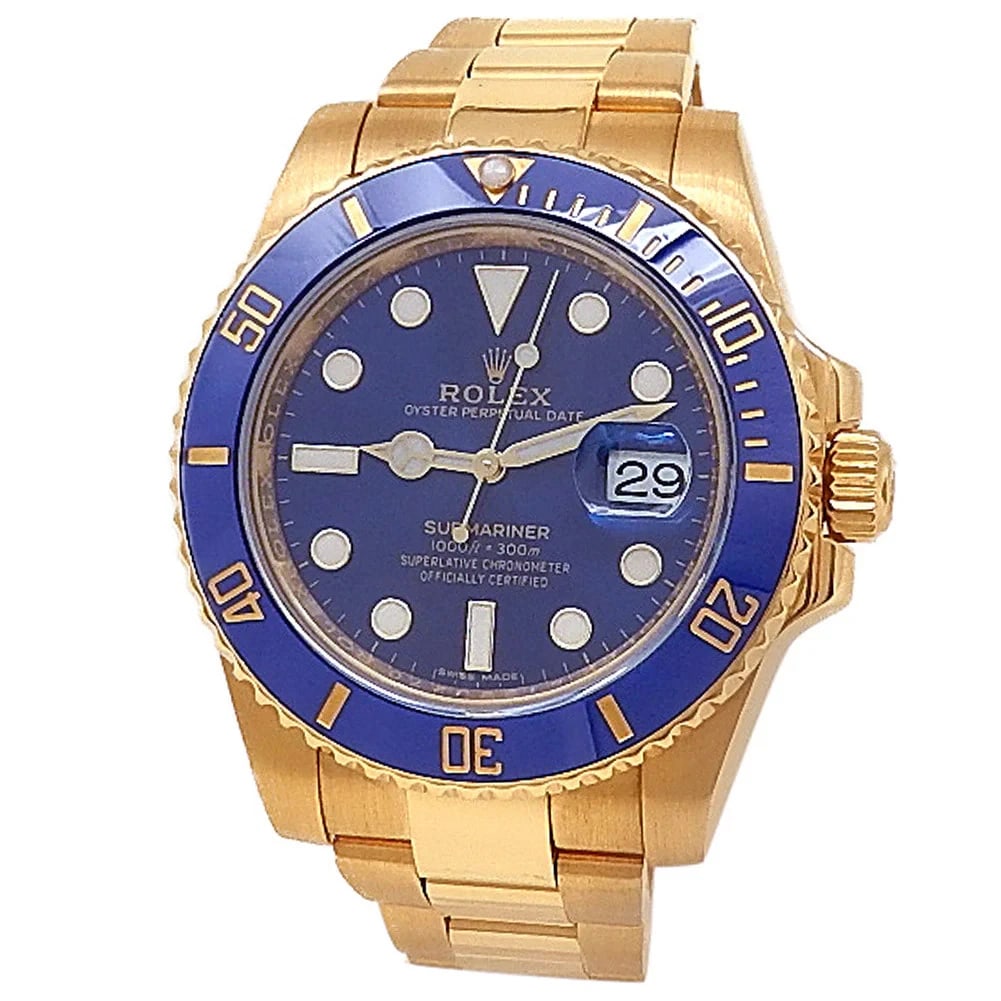 Rolex Submariner Date 18k Yellow Gold Oyster Automatic Blue Men's Watch 116618LB: Condition: Pre-owned Brand: Rolex Model Number: 116618LB Model Name: Submariner Date Case Material: 18k Yellow Gold Bracelet Material: 18k Yellow Gold Dial Color: Blue Movement: Automatic Case Size: 4