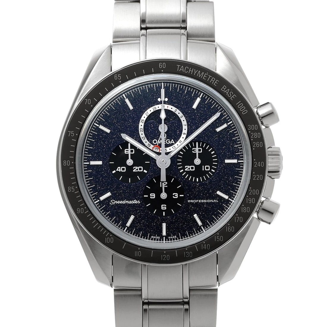 OMEGA Speedmaster Moon Phase 311.30.44.32.01.001 Black WATCH: Condition:Pre-owned Genre:Wristwatch/mens Brand:OMEGA Model Number:311.30.44.32.01.001 Movement:Hand Winding / Cal.1866 Dial Color:black Case:Stainless steel Windproof Material:Sapphire Crystal Glass 