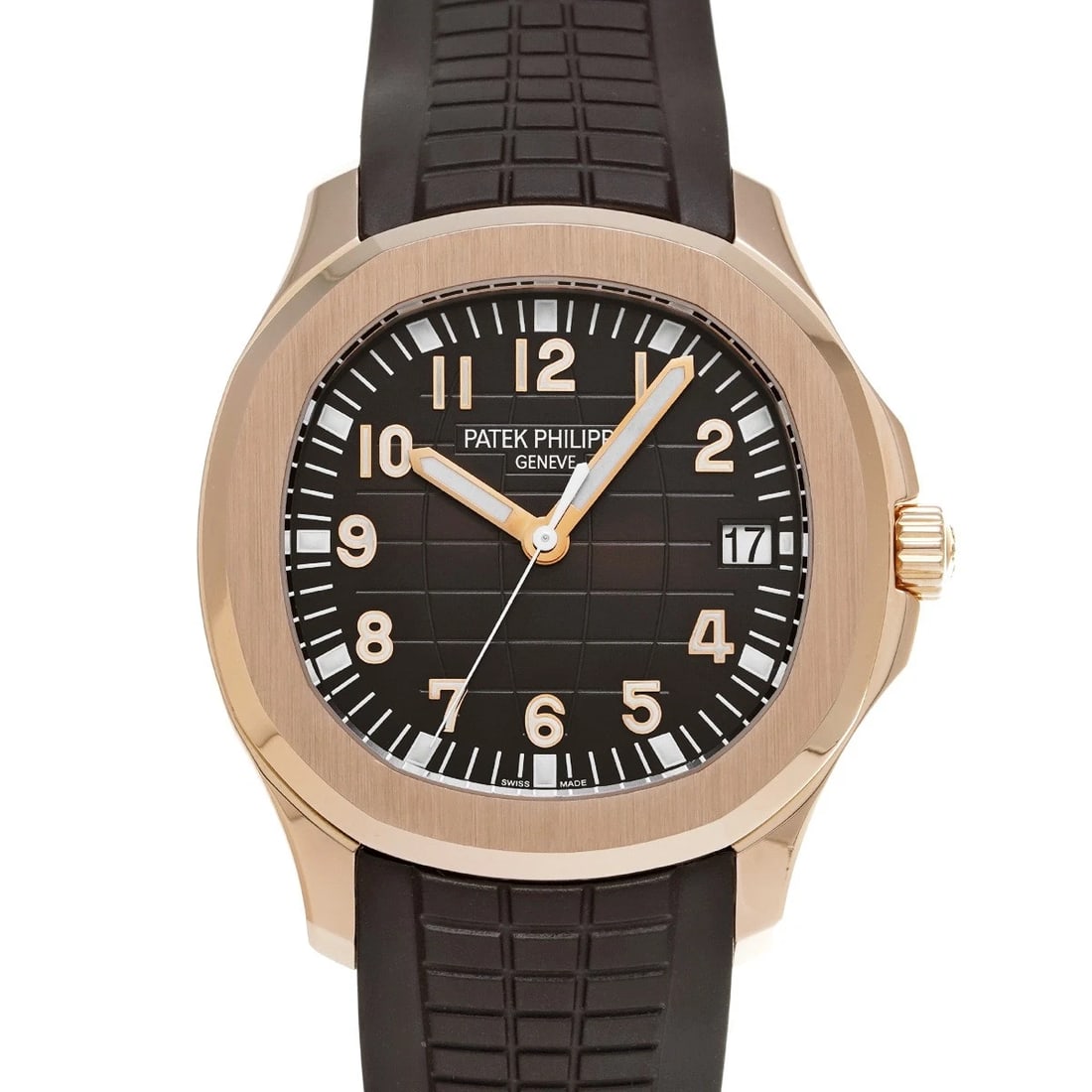 PATEK PHILIPPE Aquanaut 5167R-001 Brown embossed WATCH: Condition:Pre-owned Genre:Wristwatch/mens Brand:PATEK PHILIPPE Model Number:5167R-001 Movement:Mechanical Automatic / Cal.324 SC Dial Color:Brown embossed Case:Rose gold Windproof Material:Sapphire Cr