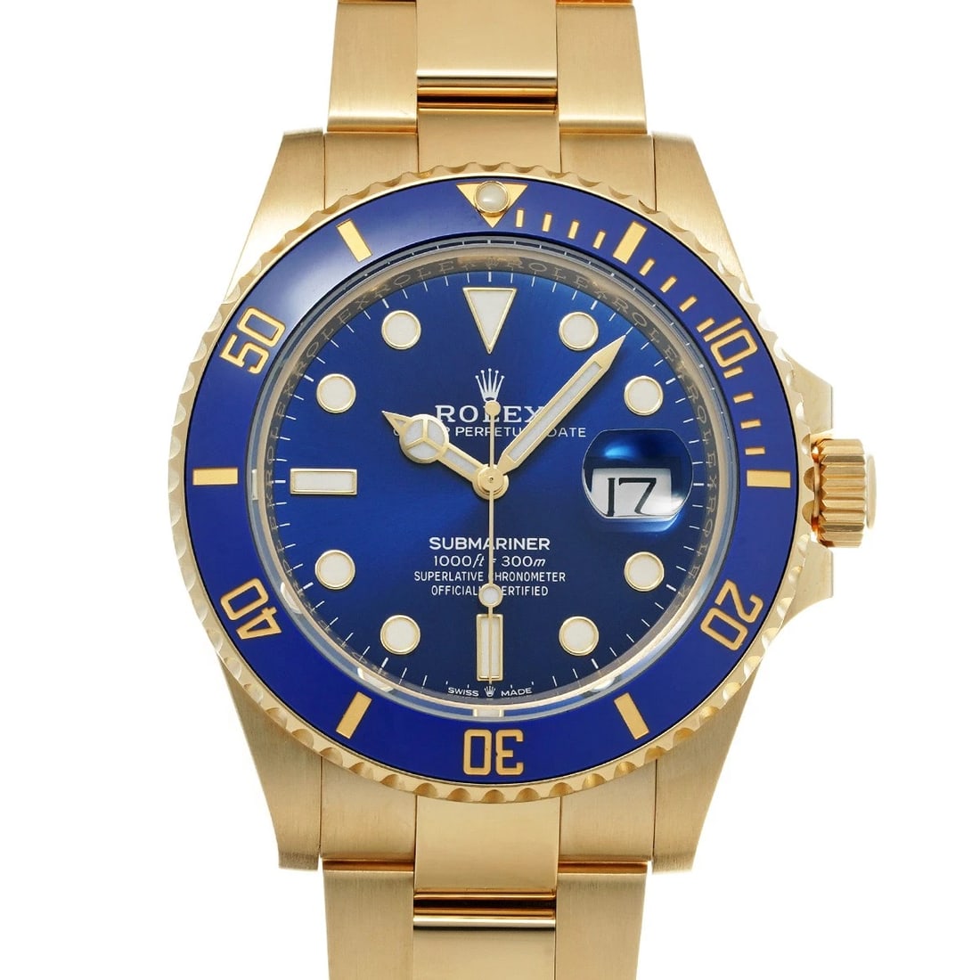 ROLEX Submariner Date 126618LB Royal Blue WATCH: Condition:Pre-owned Genre:Wristwatch/mens Brand:ROLEX Model Number:126618LB Movement:Mechanical Automatic / Cal.3235 Dial Color:Royal Blue Case:Yellow Gold Windproof Material:Sapphire Crystal Glass Be