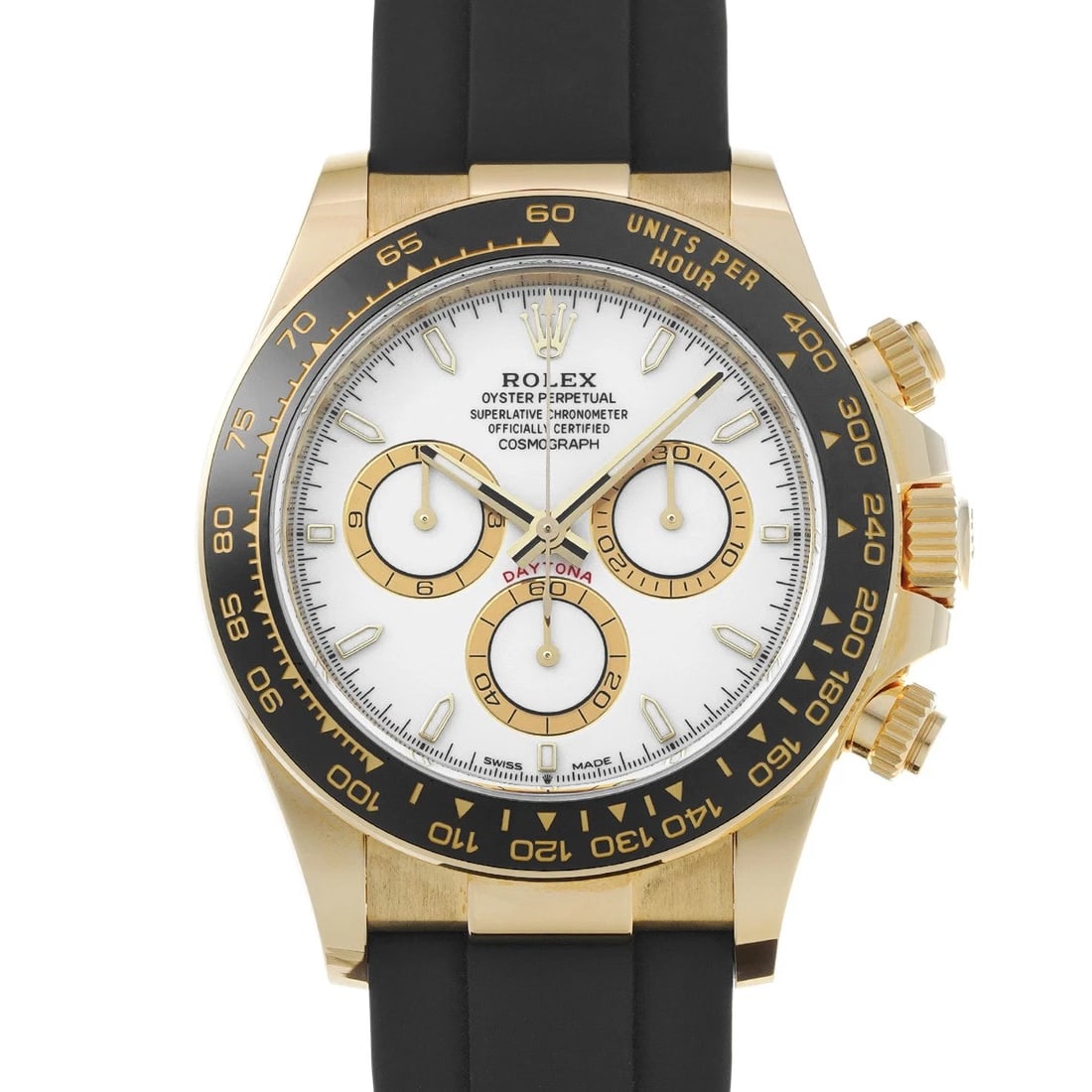 ROLEX Cosmograph Daytona 126518LN White WATCH: Condition:Pre-owned Genre:Wristwatch/mens Brand:ROLEX Model Number:126518LN Movement:Mechanical Automatic / Cal.4131 Dial Color:White Case:Yellow Gold Windproof Material:Sapphire Crystal Glass Bezel:C