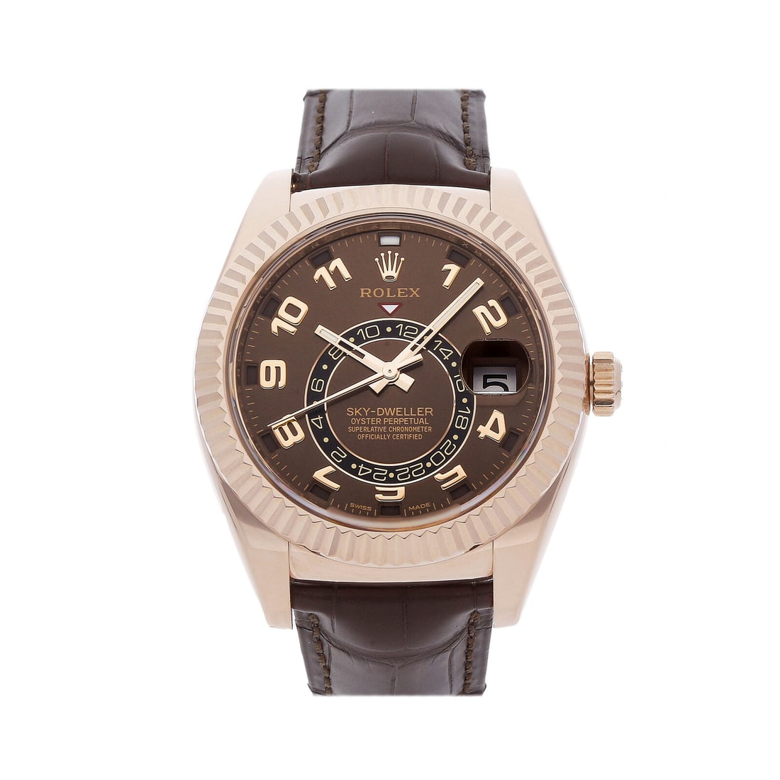 Rolex Oyster Perpetual Sky-Dweller Auto Everose Gold Mens Strap Watch 326135 (1 of 4)