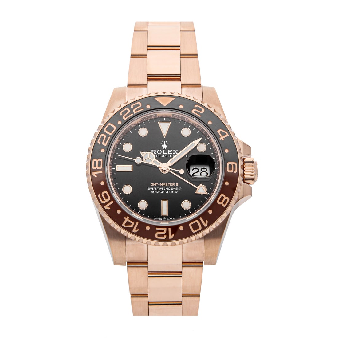 Rolex GMT-Master II Auto 40mm Everose Gold Mens Bracelet Watch Date 126715CHNR: Condition:Pre-owned Brand:Rolex Movement:Mechanical(Automatic) Case Size:40mm Hour Markers:Dot, index Watch Shape:Round Caseback:Solid Features:Date, GMT Gender:Men Band Material:Rose gold Band Color: