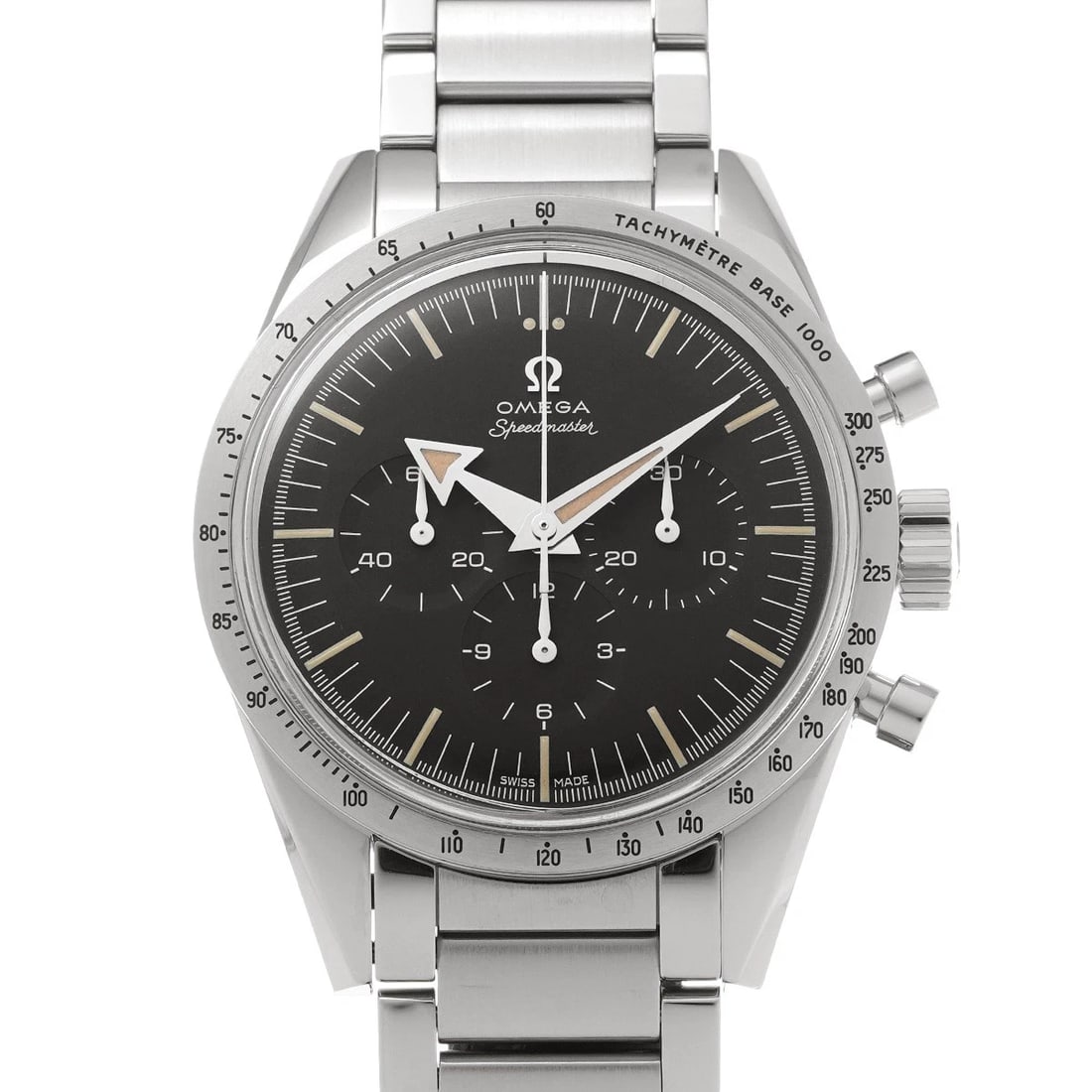 OMEGA Speedmaster 1957 Trilogy 311.10.39.30.01.001 Black WATCH: Condition:Pre-owned Genre:Wristwatch/mens Brand:OMEGA Model Number:311.10.39.30.01.001 Movement:Hand Winding / Cal.1861 Dial Color:Black Case:Stainless steel Windproof Material:Plastic Glass Bezel:Sta