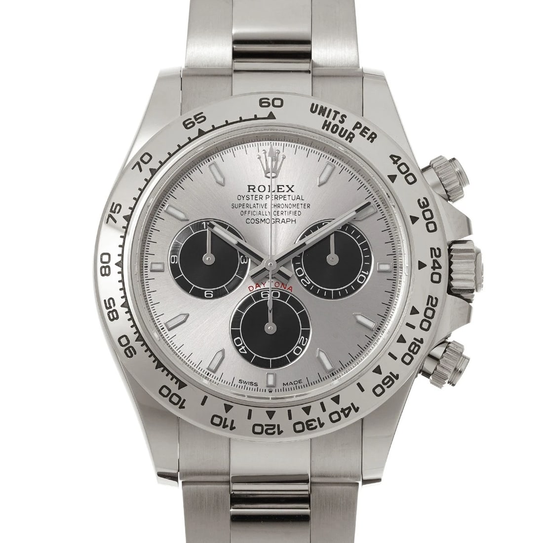 ROLEX Cosmograph Daytona 126509 Steel/Bright Black WATCH: Condition:Pre-owned Genre:Wristwatch/mens Brand:ROLEX Model Number:126509 Movement:Mechanical Automatic / Cal.4131 Dial Color:Steel/Bright black Case:White gold Windproof Material:Sapphire Crystal Gla