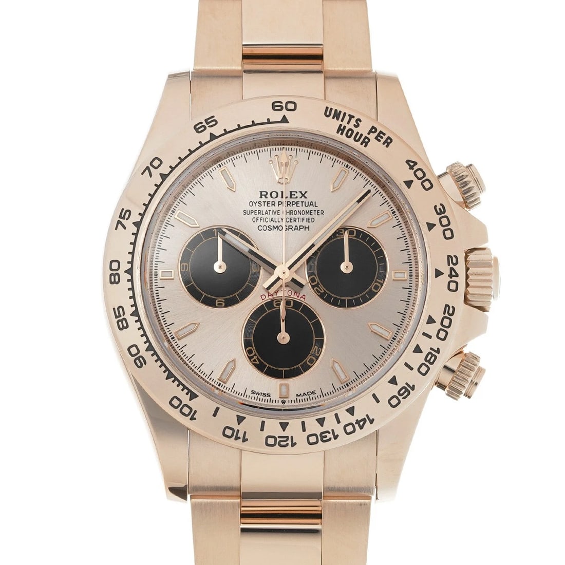 ROLEX Cosmograph Daytona 126505 Sundust/Bright black WATCH: Condition:Pre-owned Genre:Wristwatch/mens Brand:ROLEX Model Number:126505 Movement:Mechanical Automatic / Cal.4131 Dial Color:Sundust/Bright black Case:Everrose gold Windproof Material:Sapphire Crysta