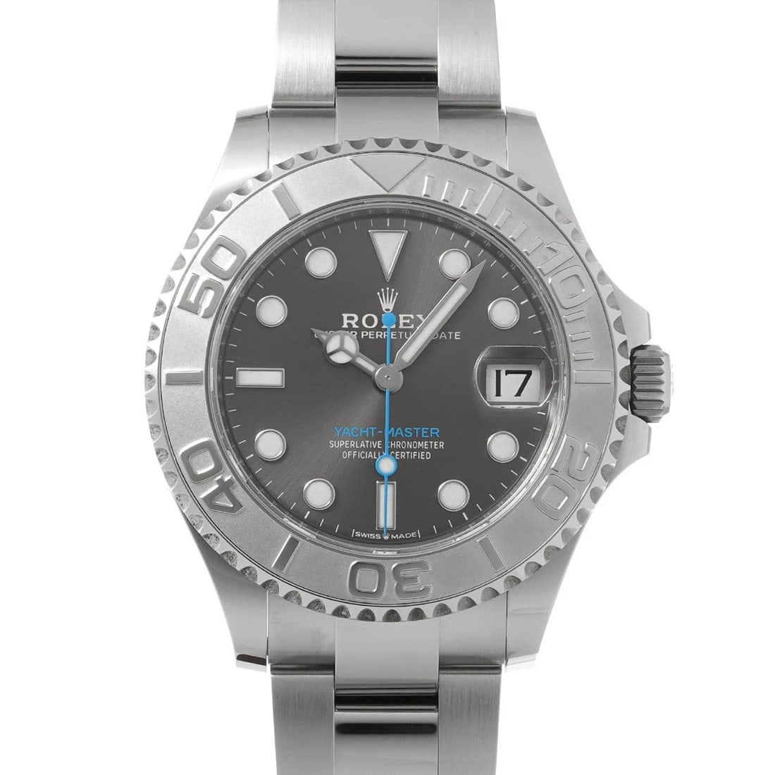 ROLEX Yacht-Master 37 Dark Rhodium 268622 Slate Gray WATCH: Condition:Pre-owned Genre:Wristwatch/unisex Brand:ROLEX Model Number:268622 Movement:Mechanical Automatic Dial Color:Slate gray Case:Stainless steel Windproof Material:Sapphire Crystal Glass Bezel:Pla