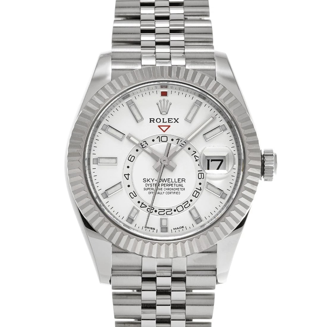 ROLEX Sky Dweller 326934 White WATCH: Condition:Pre-owned Genre:Wristwatch/mens Brand:ROLEX Model Number:326934 Movement:Mechanical Automatic Dial Color:white Case:Stainless steel Windproof Material:Sapphire Crystal Glass Bezel:White gold