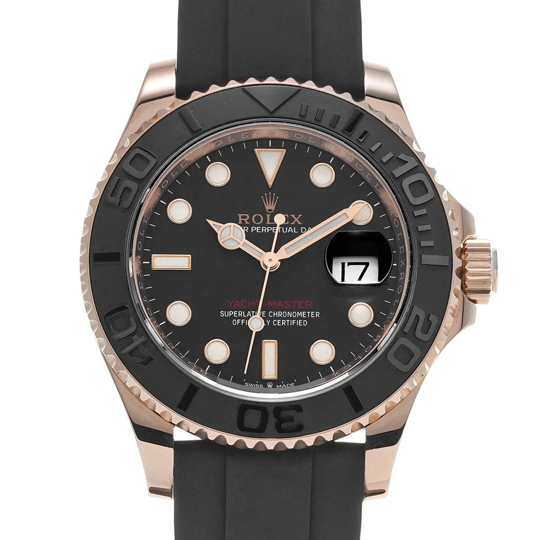 ROLEX Yacht-Master 40 126655 Intense Black WATCH: Condition:Pre-owned Genre:Wristwatch/mens BrandvROLEX Model Number:126655 Movement:Mechanical Automatic Dial Color:Intense black Case:Everrose gold Windproof Material:Sapphire Crystal Glass Bezel:Ever