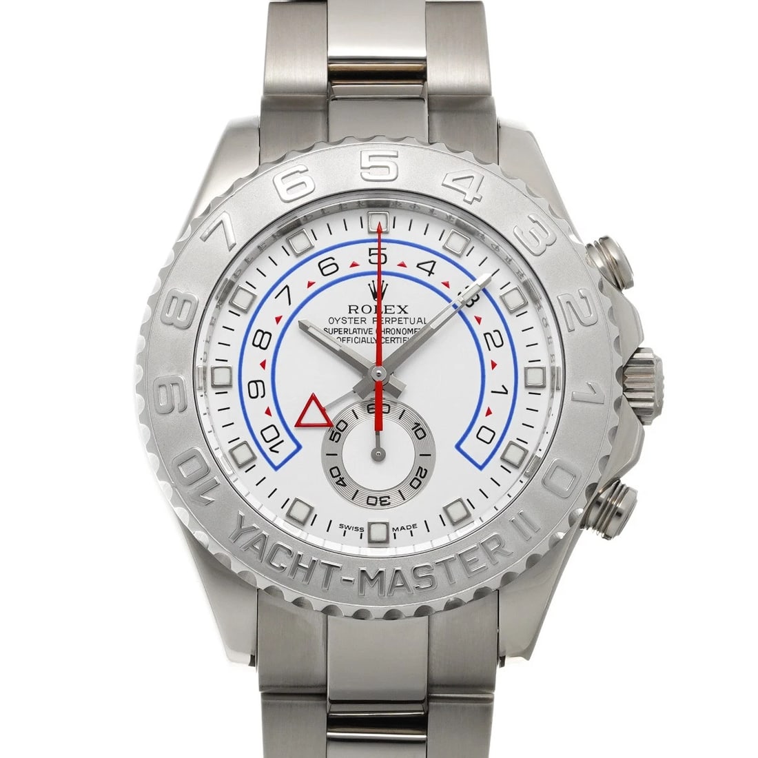 ROLEX Yacht-MasterII 116689 White WATCH: Condition:Pre-owned Genre:Wristwatch/mens Brand:ROLEX Model Number:116689 Movement:Mechanical Automatic Dial Color:white Case:White gold Windproof Material:Sapphire Crystal Glass Bezel:Platinum Bracel