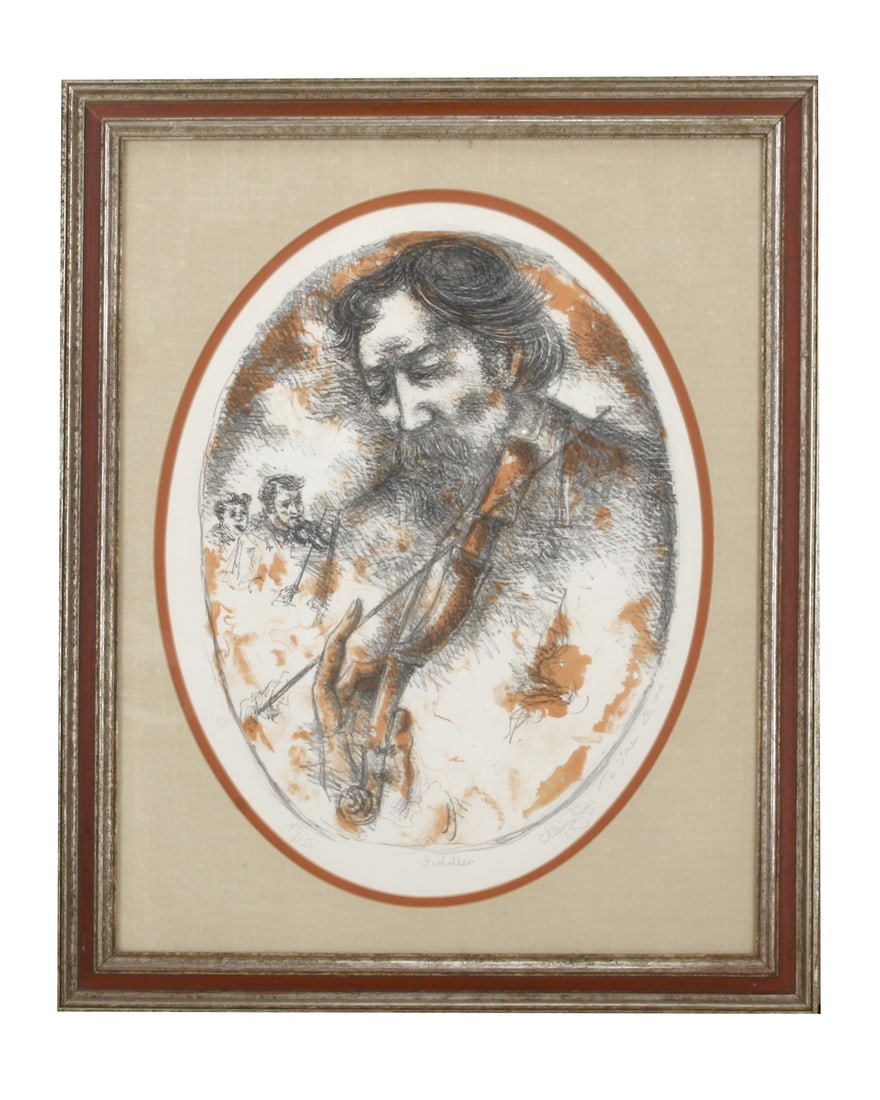 Chaim Gross American: 1904-1991 Fiddler Lithograph 47/150 (1 of 9)