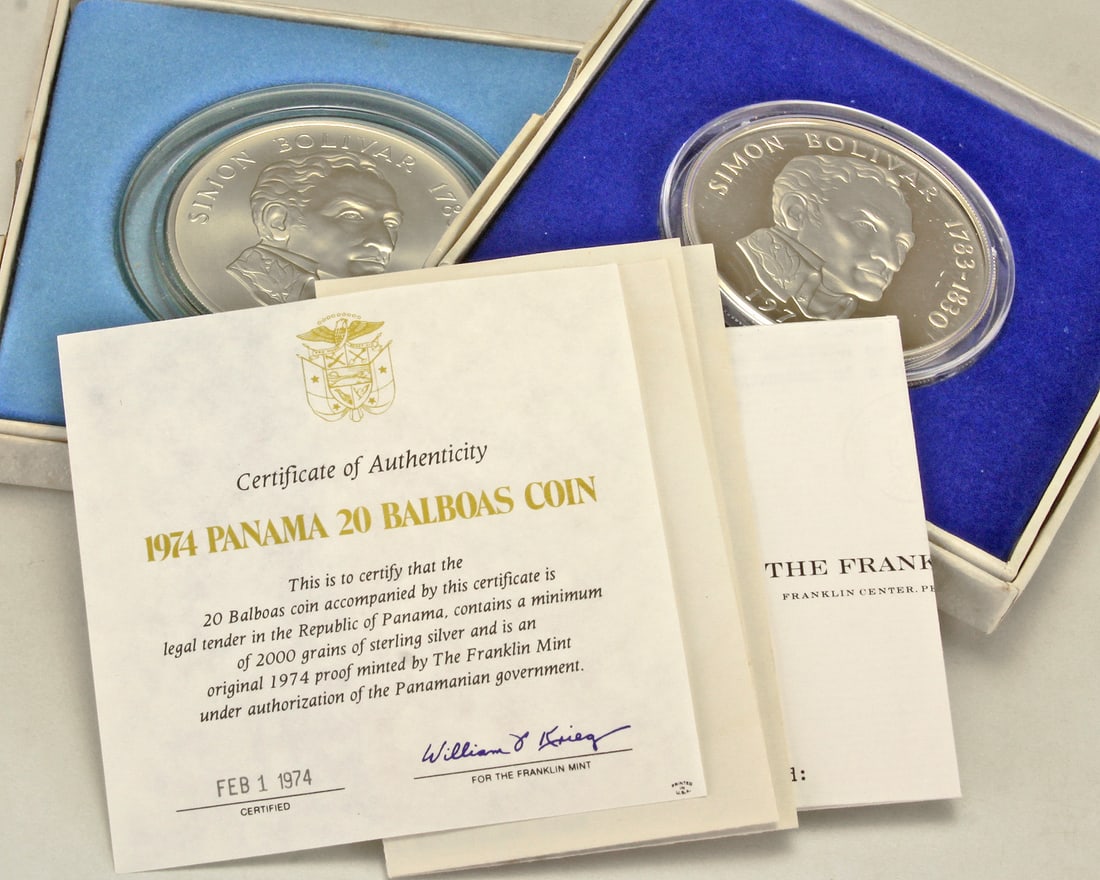 1973 & 1974 Panama Silver 20 Balboas Simon Bolivar B&P (1 of 17)