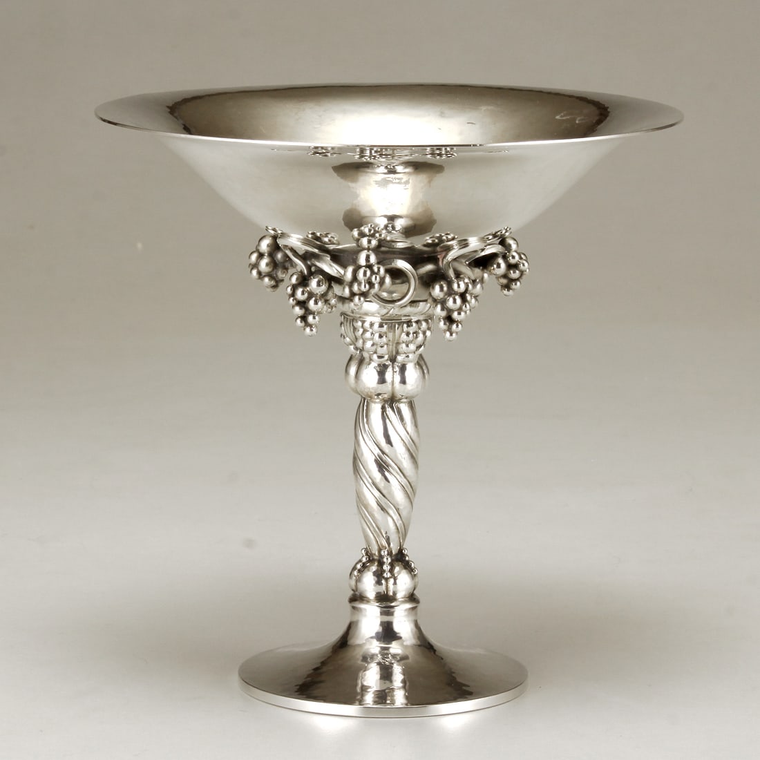 GEORG JENSEN GRAPE TAZZA STERLING SILVER COMPOTE #263A, DENMARK: Georg Jensen: Designed by Georg Jensen (1866-1935) in 1918, Grape compote, #263A, Denmark, Post-War, sterling silver, stamped marks, numbered. GEORG JENSEN 263A DENMARK STERLING 5 1/8"dia 