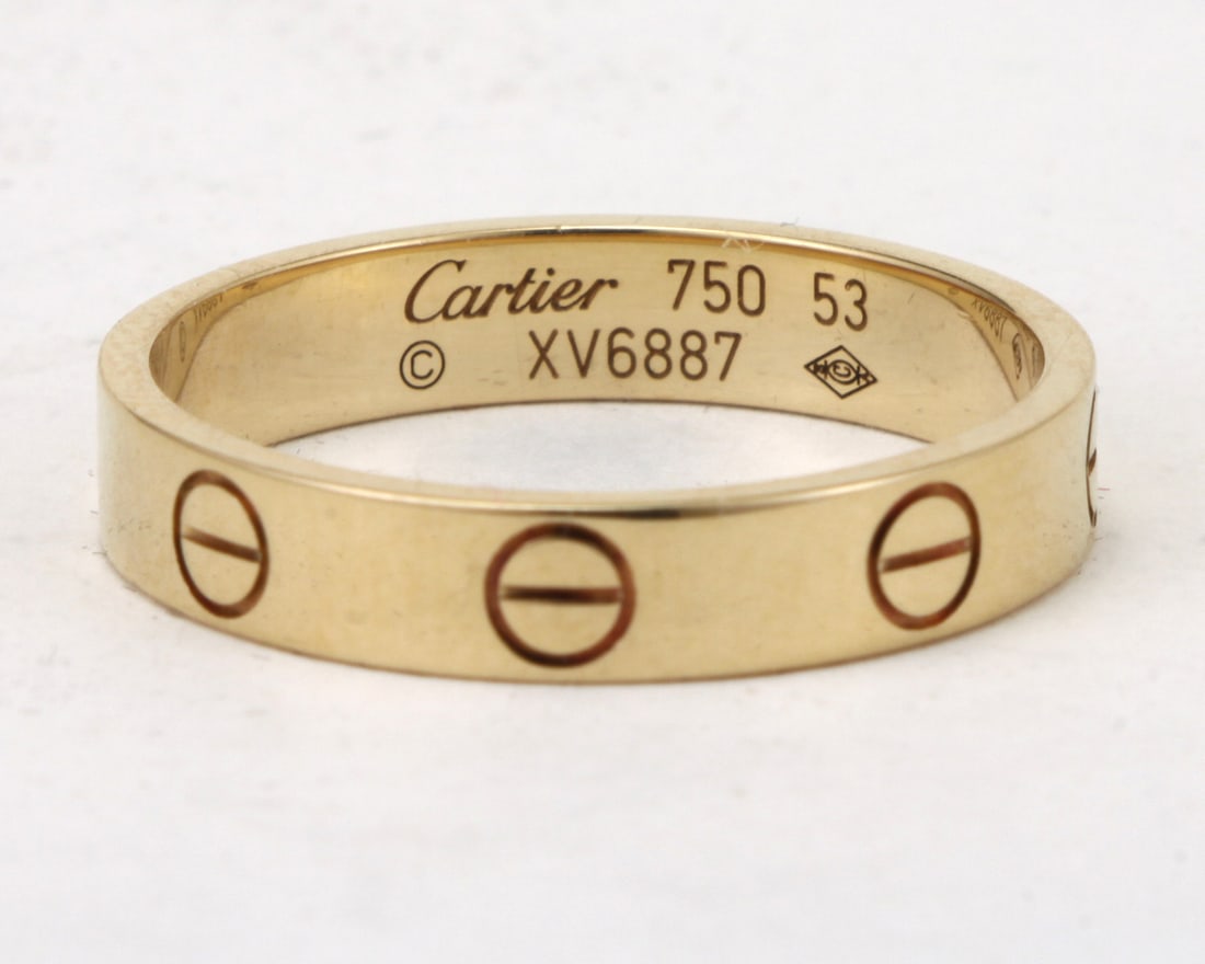 Authentic 18kt Yellow Gold 3.5mm Cartier “LOVE?? Sz: 53 Ring B&P: 18kt Yellow Gold Cartier “LOVE” Sz: 53 Ring B&P. Size: 53 Wide: 3.5mm Finish: 18kt Yellow Gold Authentic Cartier “LOVE” rin
