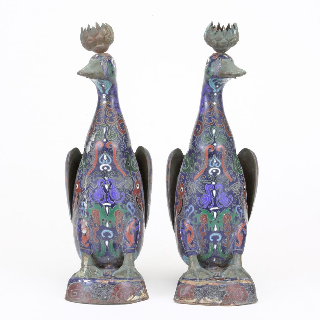 REPUBLIC PERIOD PAIR OF CHINESE CLOISONNÉ BIRD SCULPTURES (1 of 16)