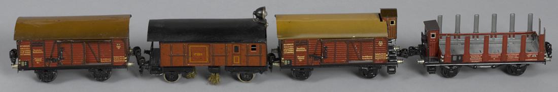Four Marklin O Gauge freight train cars, to include a (1 of 1)