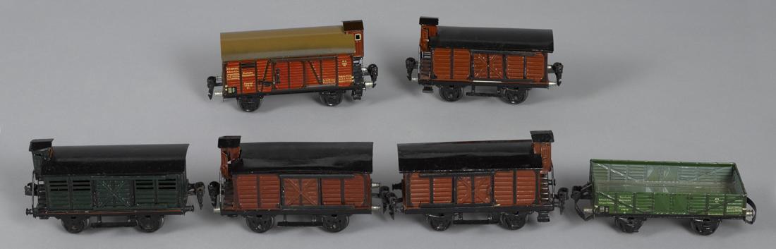 Six Marklin O Gauge freight train cars, 1930's era (1 of 1)