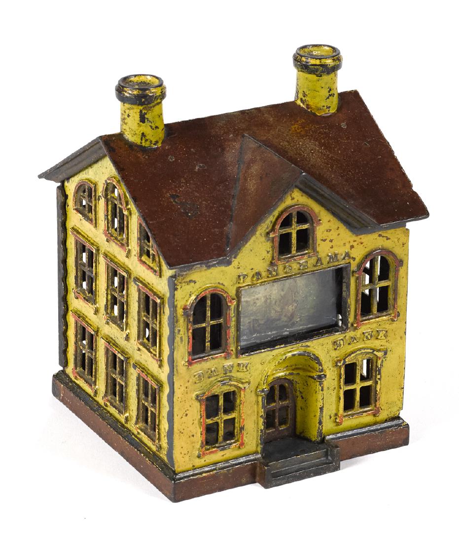 J. & E. Stevens cast iron Panorama mechanical bank. (1 of 1)